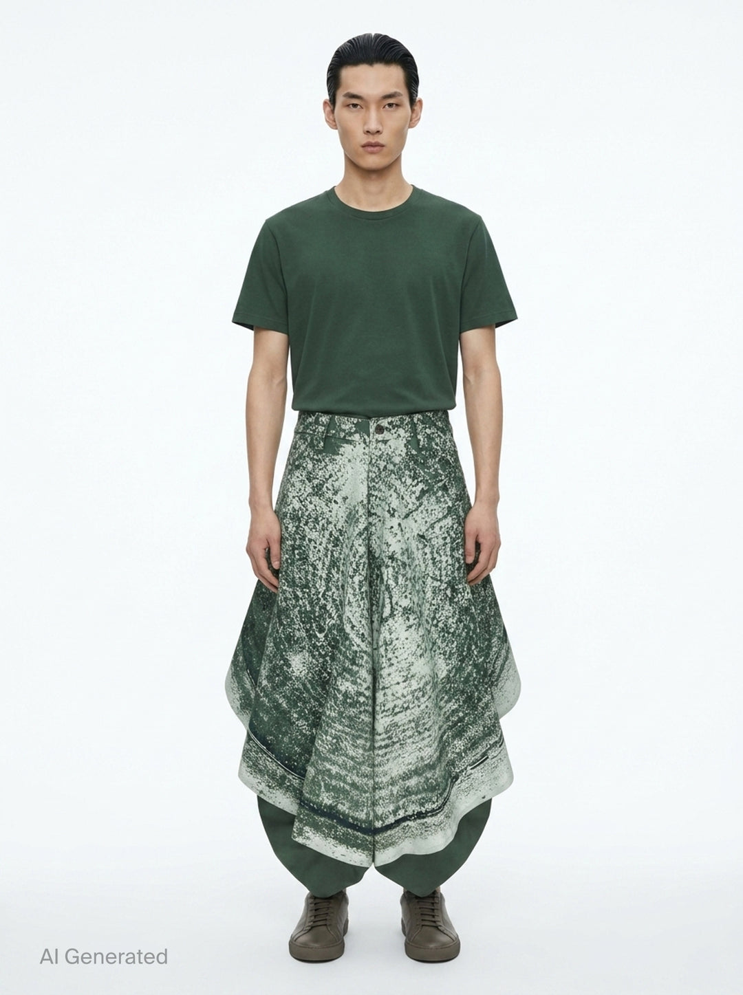 Marble Print Wide Woven Pants | IM MEN | Club21 - front
