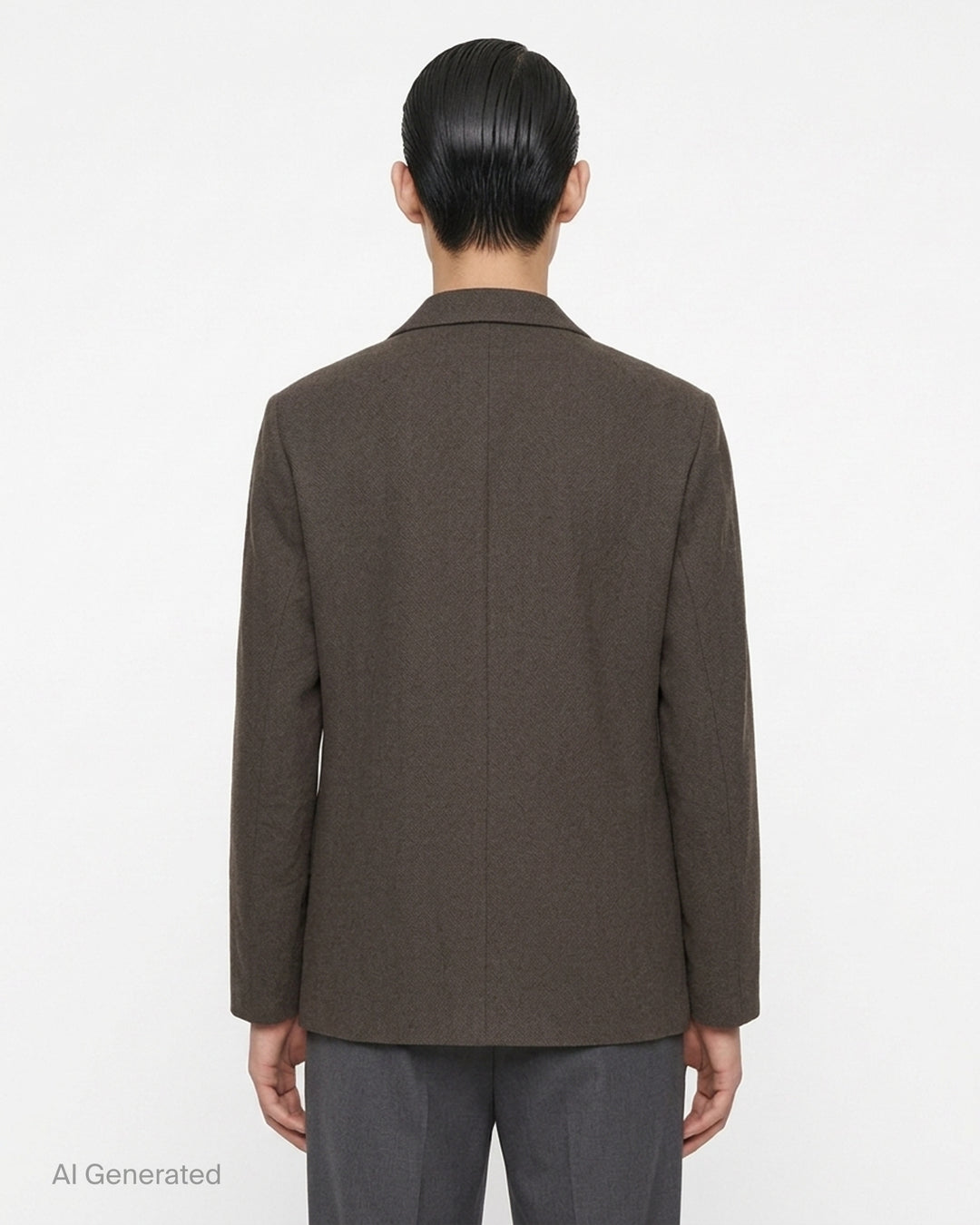 IM Men black shrink wool single-breasted jacket with notch lapels, two buttons and a chest welt pocket - back