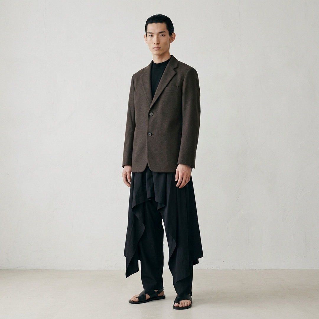 IM Men black shrink wool single-breasted jacket with notch lapels, two buttons and a chest welt pocket - lifestyle