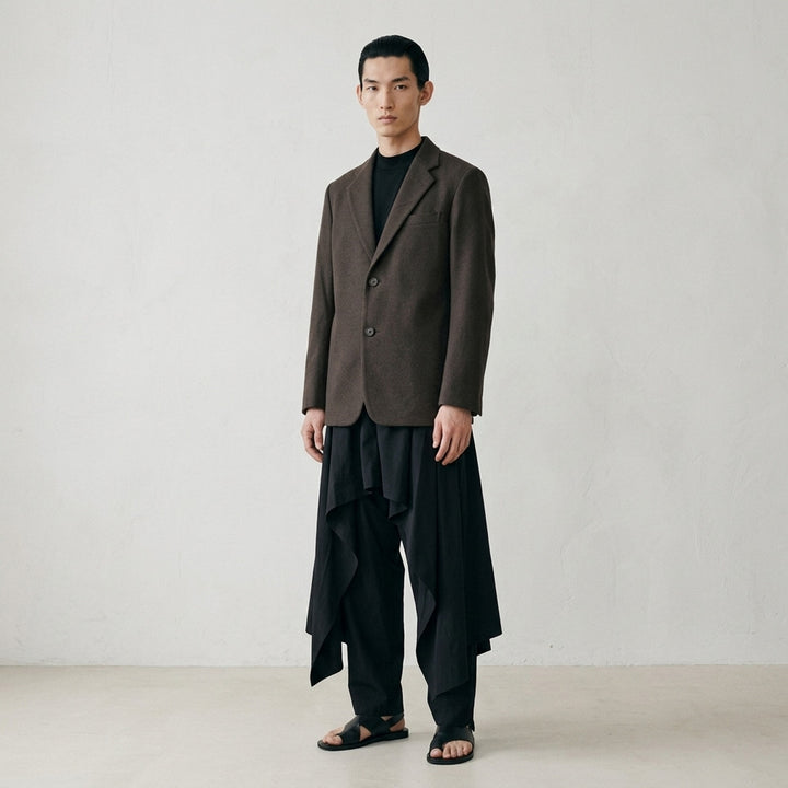 IM Men black shrink wool single-breasted jacket with notch lapels, two buttons and a chest welt pocket - lifestyle