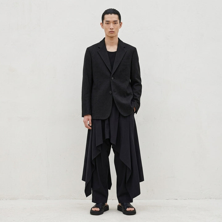 IM Men black shrink wool single-breasted jacket with notch lapels, two buttons and a chest welt pocket - lifestyle