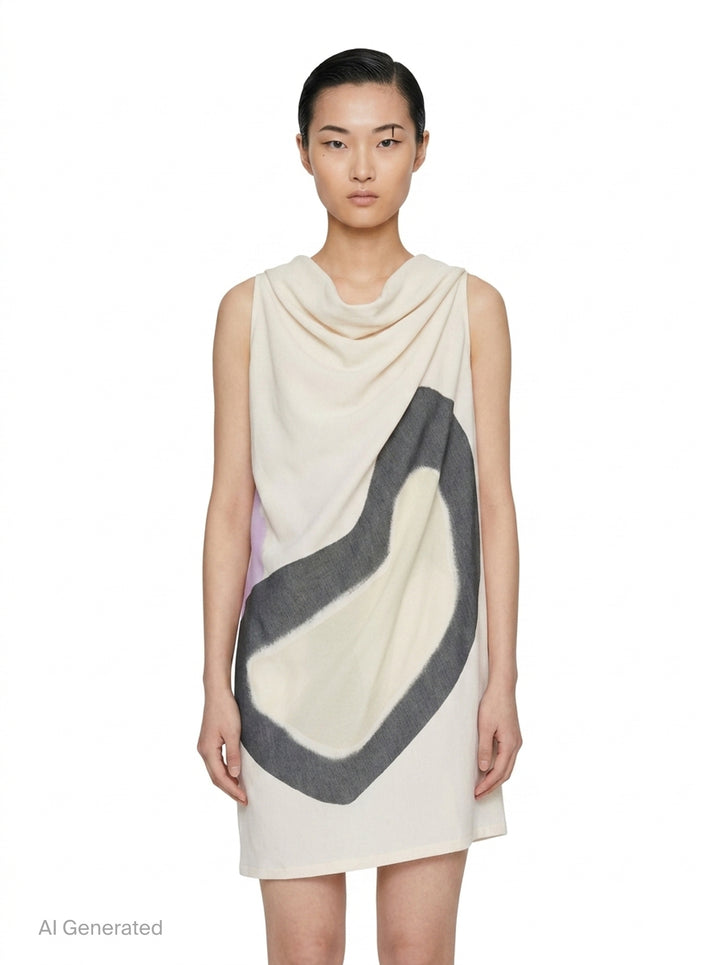 Abstract Print Draped Dress | Issey Miyake | Club21 - front