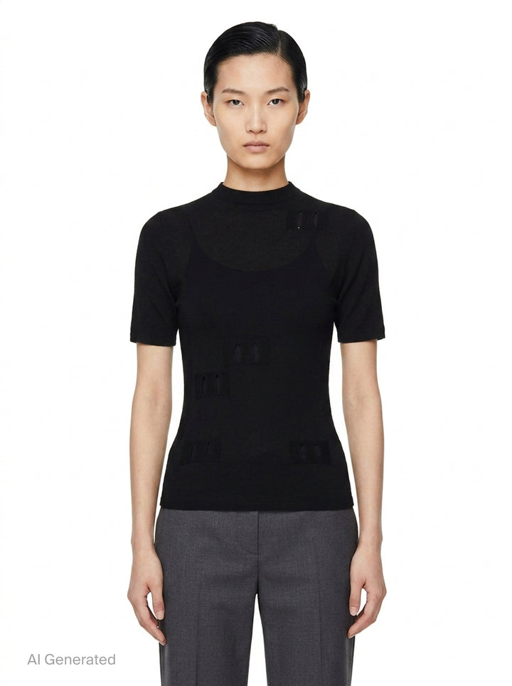 Belt Loop Knit Top | ISSEY MIYAKE | Club21 - front