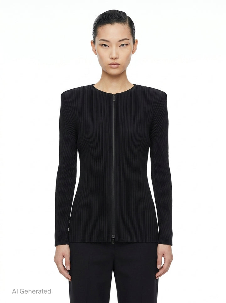 Box Shoulder Pleated Cardigan | Issey Miyake | Club21 - front