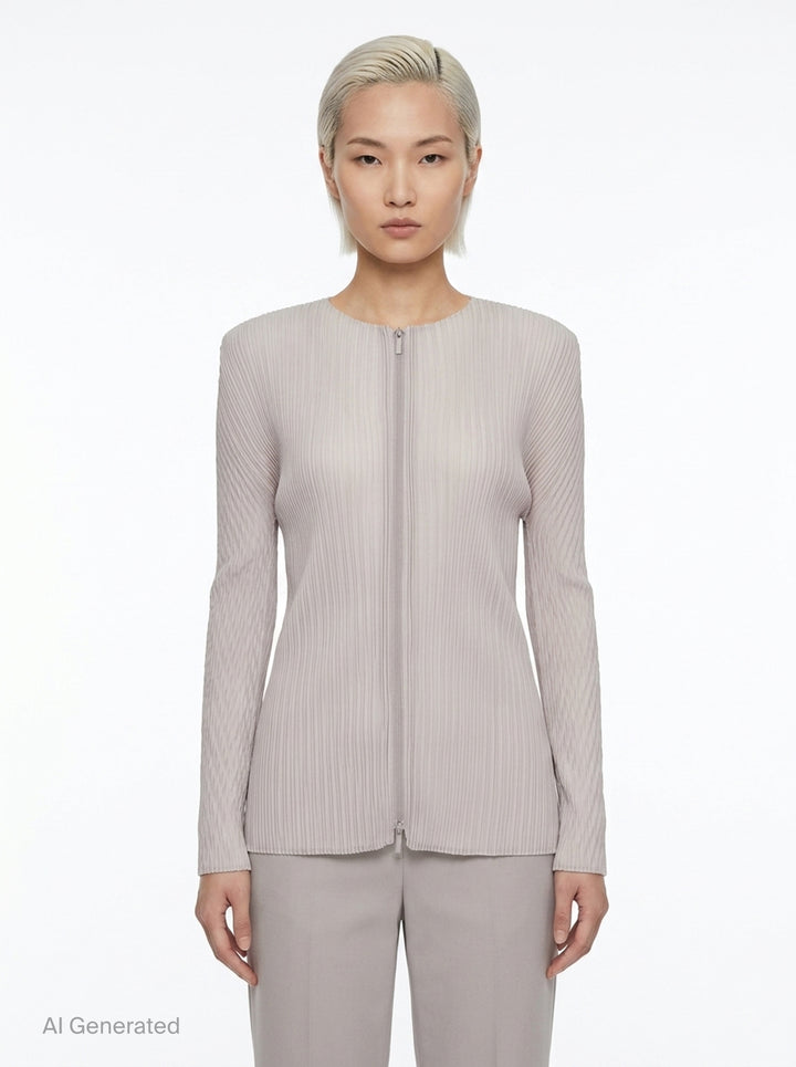 Box Shoulder Pleated Cardigan | Issey Miyake | Club21 - front