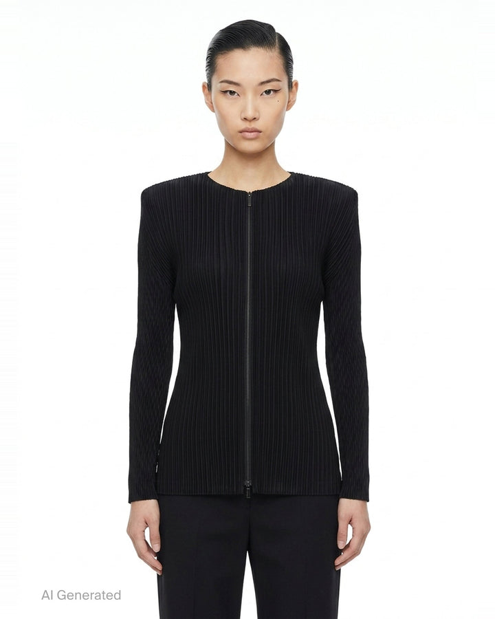 Box Shoulder Pleated Cardigan | Issey Miyake | Club21 - front