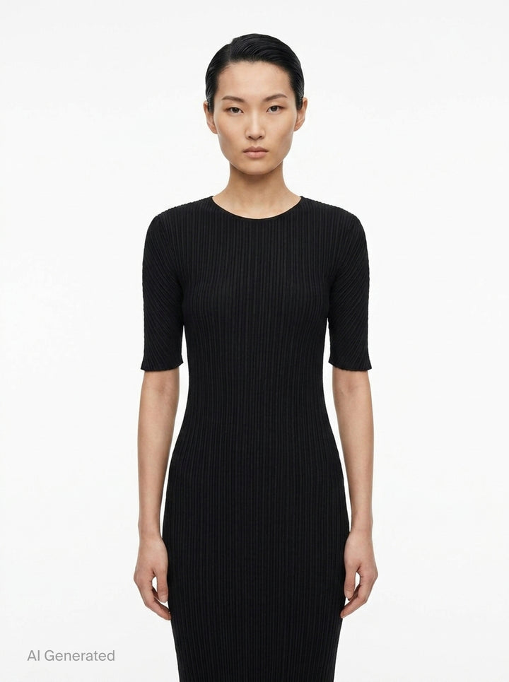 Box Shoulder Pleated Dress | Issey Miyake | Club21 - front