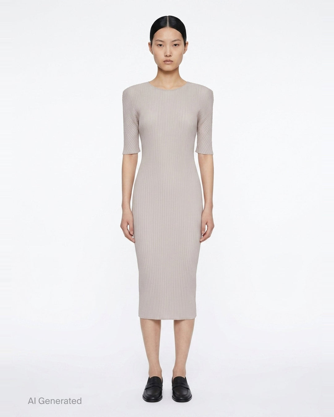 Box Shoulder Pleated Dress | Issey Miyake | Club21 - front