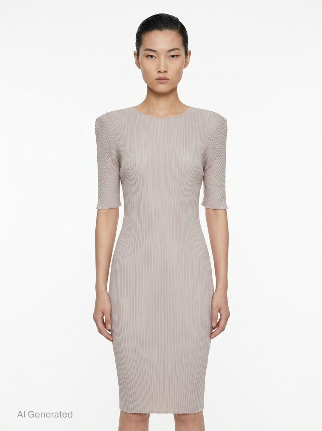 Box Shoulder Pleated Dress | Issey Miyake | Club21 - front