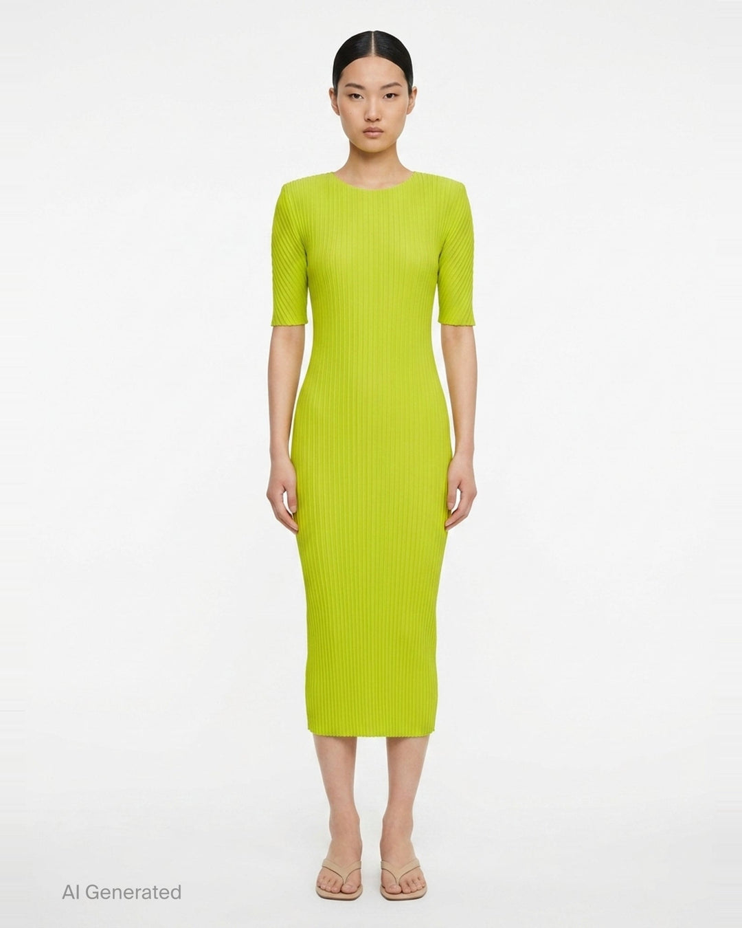 Box Shoulder Pleated Dress | Issey Miyake | Club21 - front