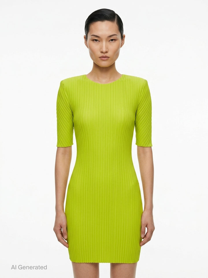 Box Shoulder Pleated Dress | Issey Miyake | Club21 - front