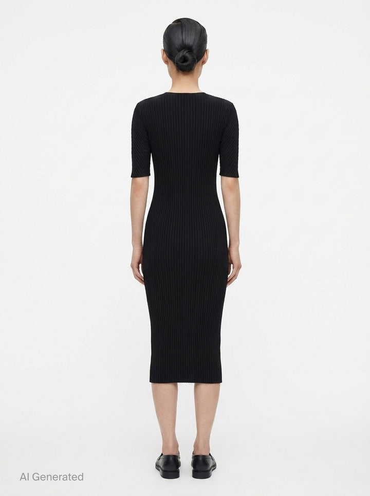 Box Shoulder Pleated Dress | Issey Miyake | Club21 - back