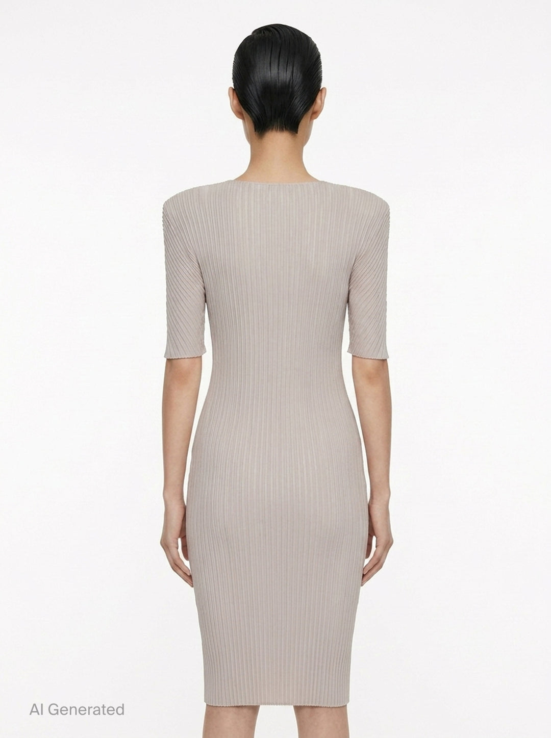 Box Shoulder Pleated Dress | Issey Miyake | Club21 - back