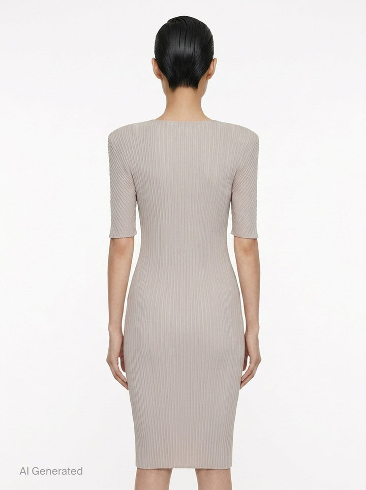 Box Shoulder Pleated Dress | Issey Miyake | Club21 - back