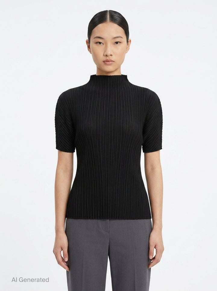 Box Shoulder Pleated Top | Issey Miyake | Club21 - front