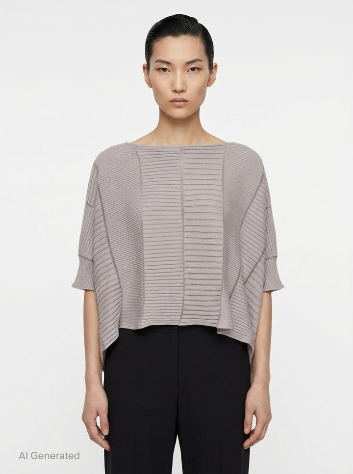 Column Ribbed Knit Top | Issey Miyake | Club21 - front