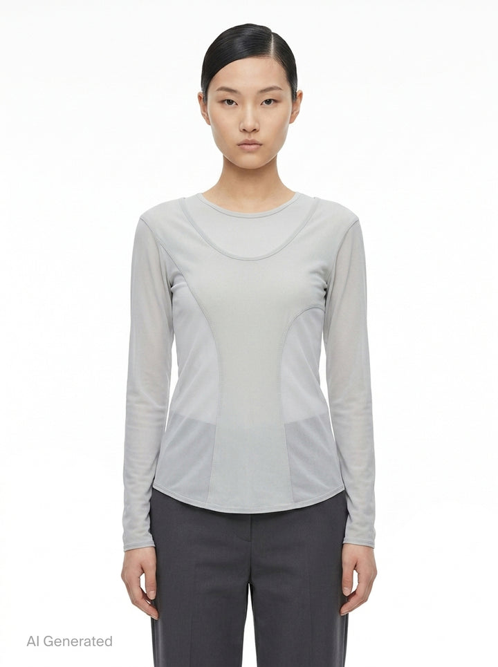 Figure Mesh Long Sleeve Top | Issey Miyake | Club21 - front