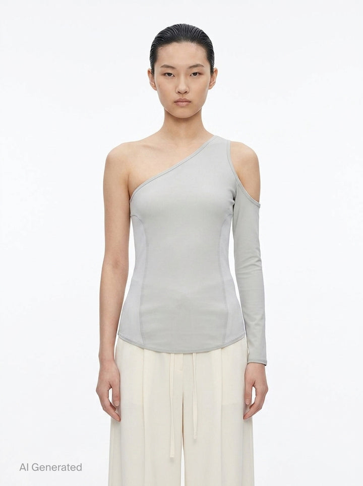 Figure Mesh One-Shoulder Top | Issey Miyake | Club21 - front