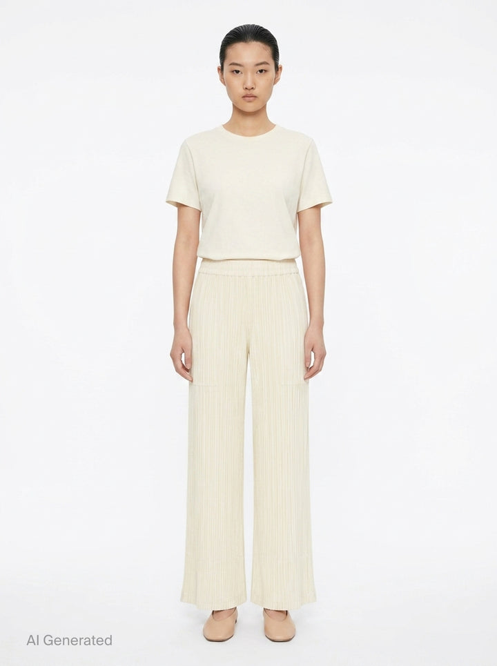 Hatching Pleated Pants | Issey Miyake | Club21 - front