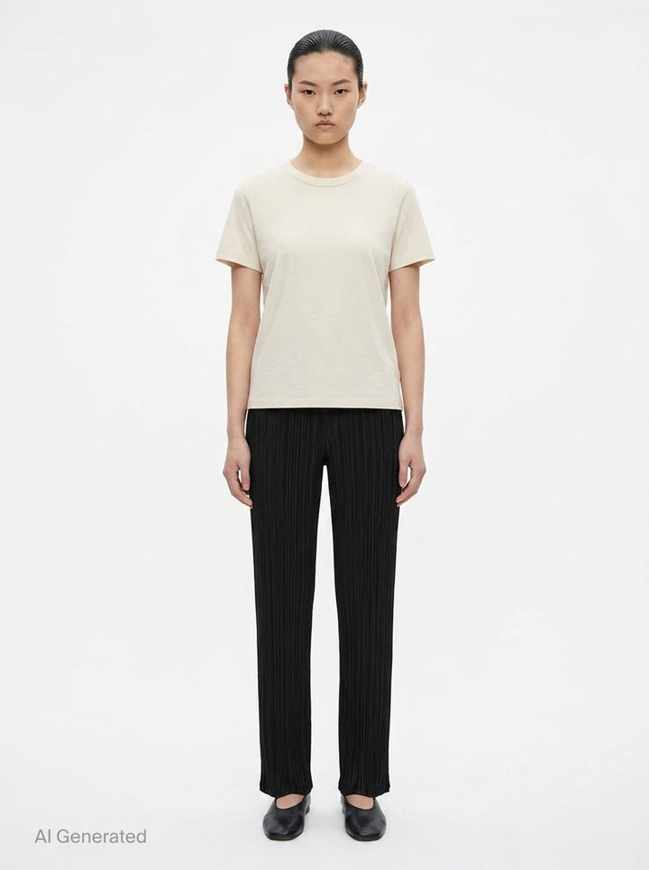 Hatching Pleated Pants | Issey Miyake | Club21 - front