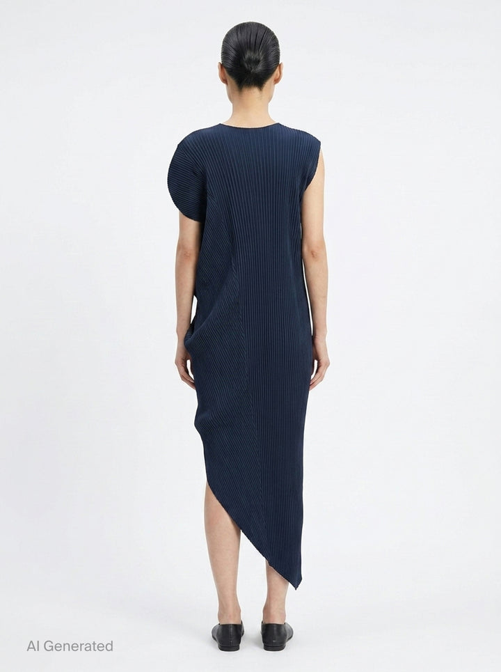 Leaf Pleats Asymmetric Dress | Issey Miyake | Club21 - back