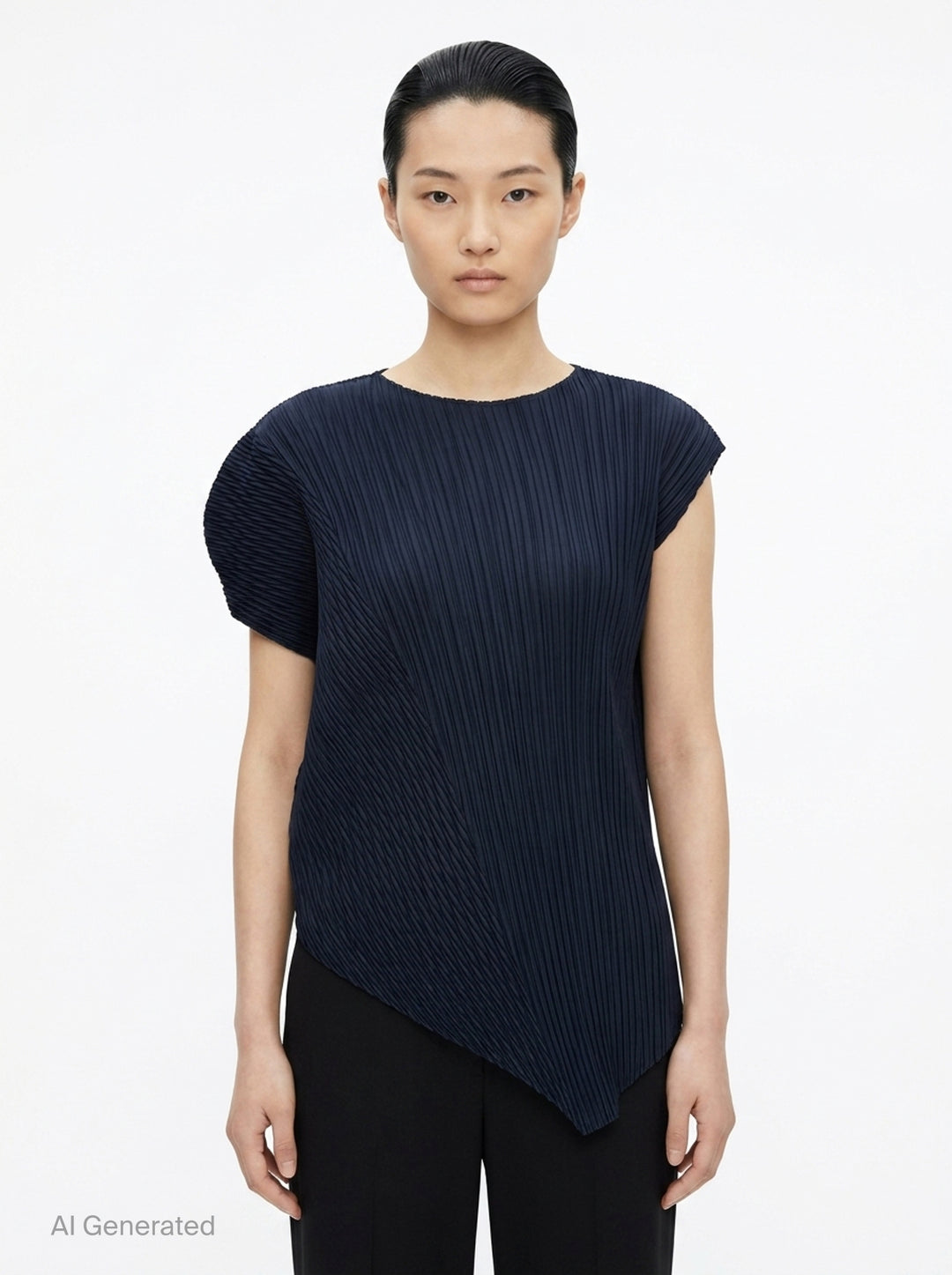 Leaf Pleats Asymmetric Top | Issey Miyake | Club21 - front