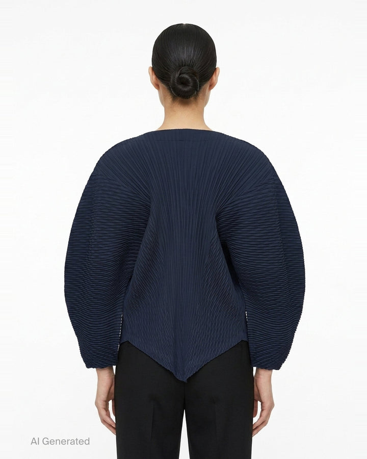 Leaf Pleats Pleated Cardigan | Issey Miyake | Club21 - back