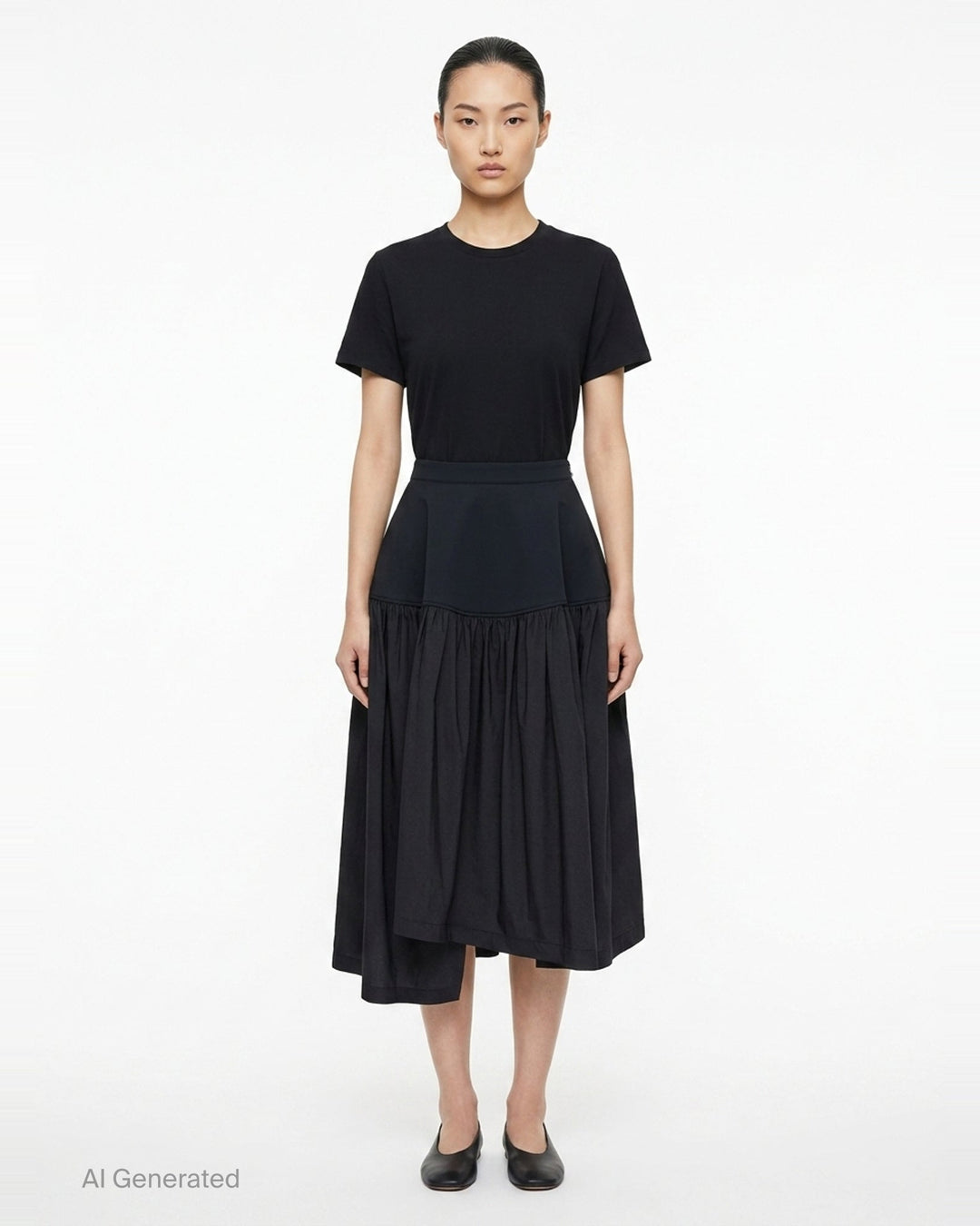 Mute Gathered Midi Skirt | Issey Miyake | Club21 - front
