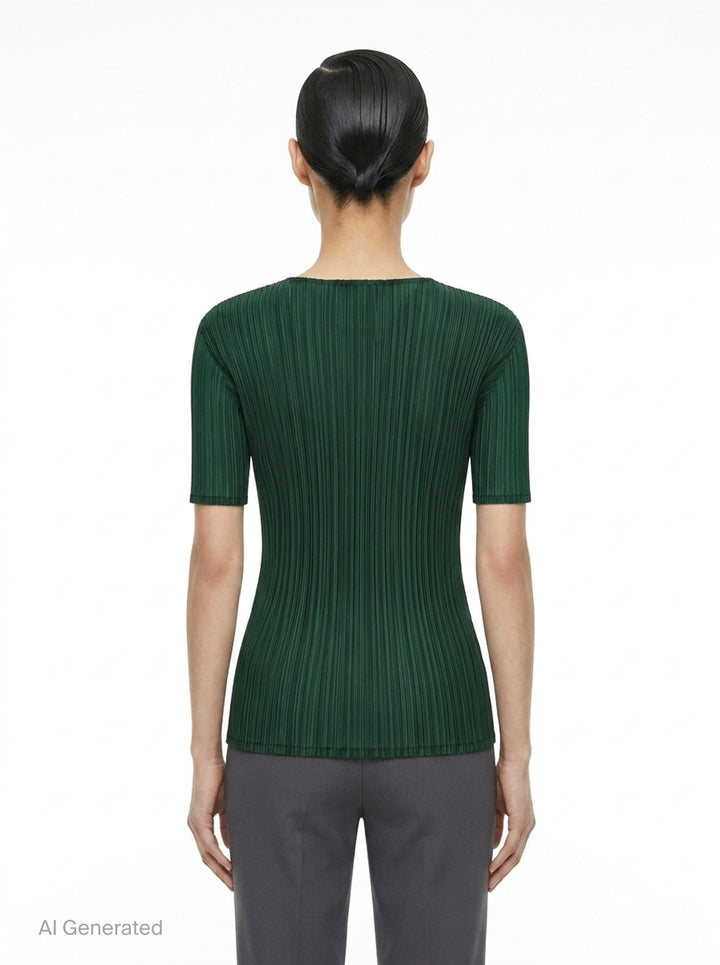 Pleated Cut-Out Short Sleeve Top | Issey Miyake | Club21 - back