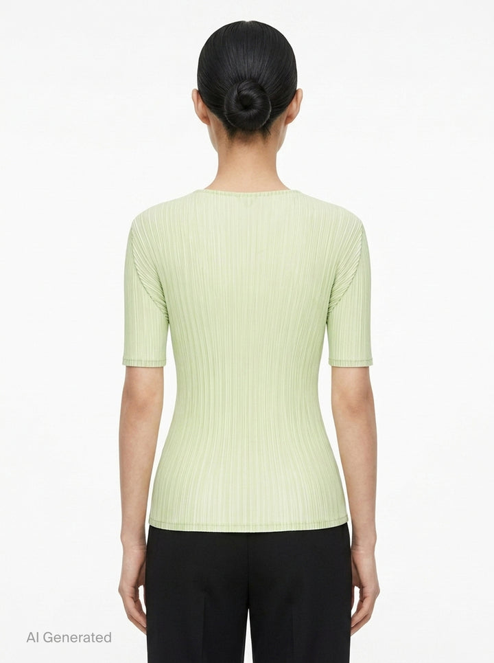 Pleated Cut-Out Short Sleeve Top | Issey Miyake | Club21 - back