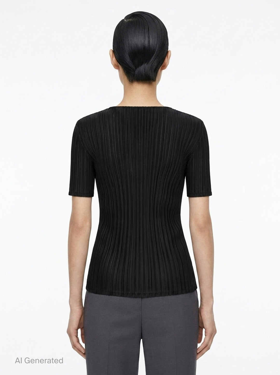 Pleated Cut-Out Short Sleeve Top | Issey Miyake | Club21 - back