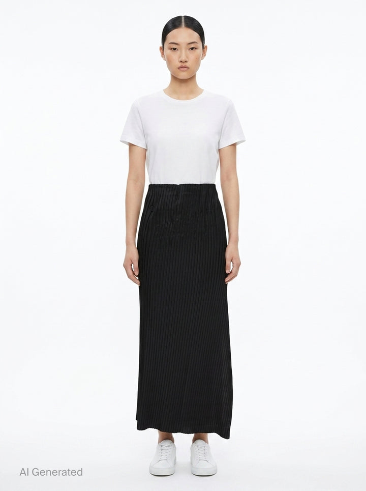 Pleated Midi Skirt | ISSEY MIYAKE | Club21 - front