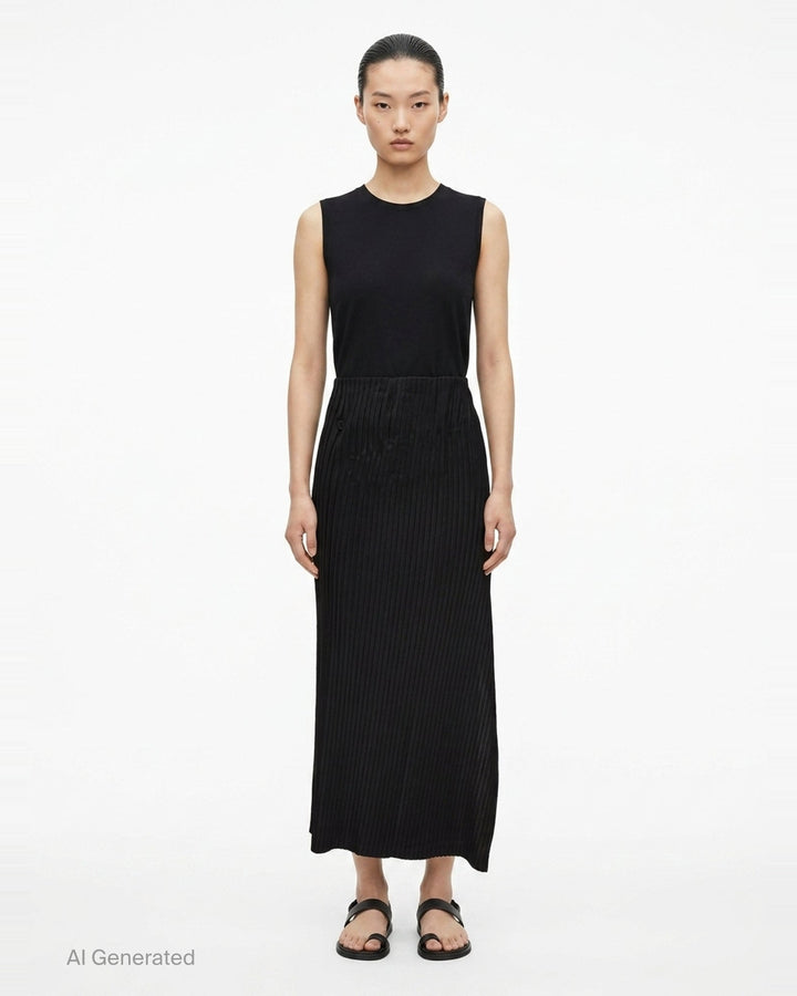 Pleated Midi Skirt | ISSEY MIYAKE | Club21 - front