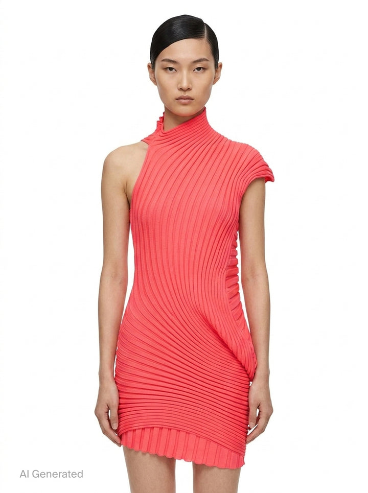 Pleated Ruffle Knit Tunic | Issey Miyake | Club21 - front