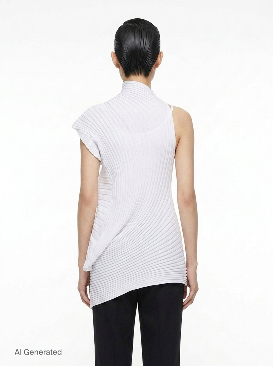 Pleated Ruffle Knit Tunic | Issey Miyake | Club21 - back
