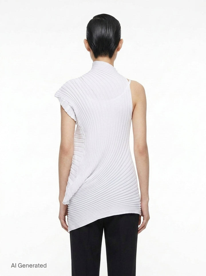 Pleated Ruffle Knit Tunic | Issey Miyake | Club21 - back