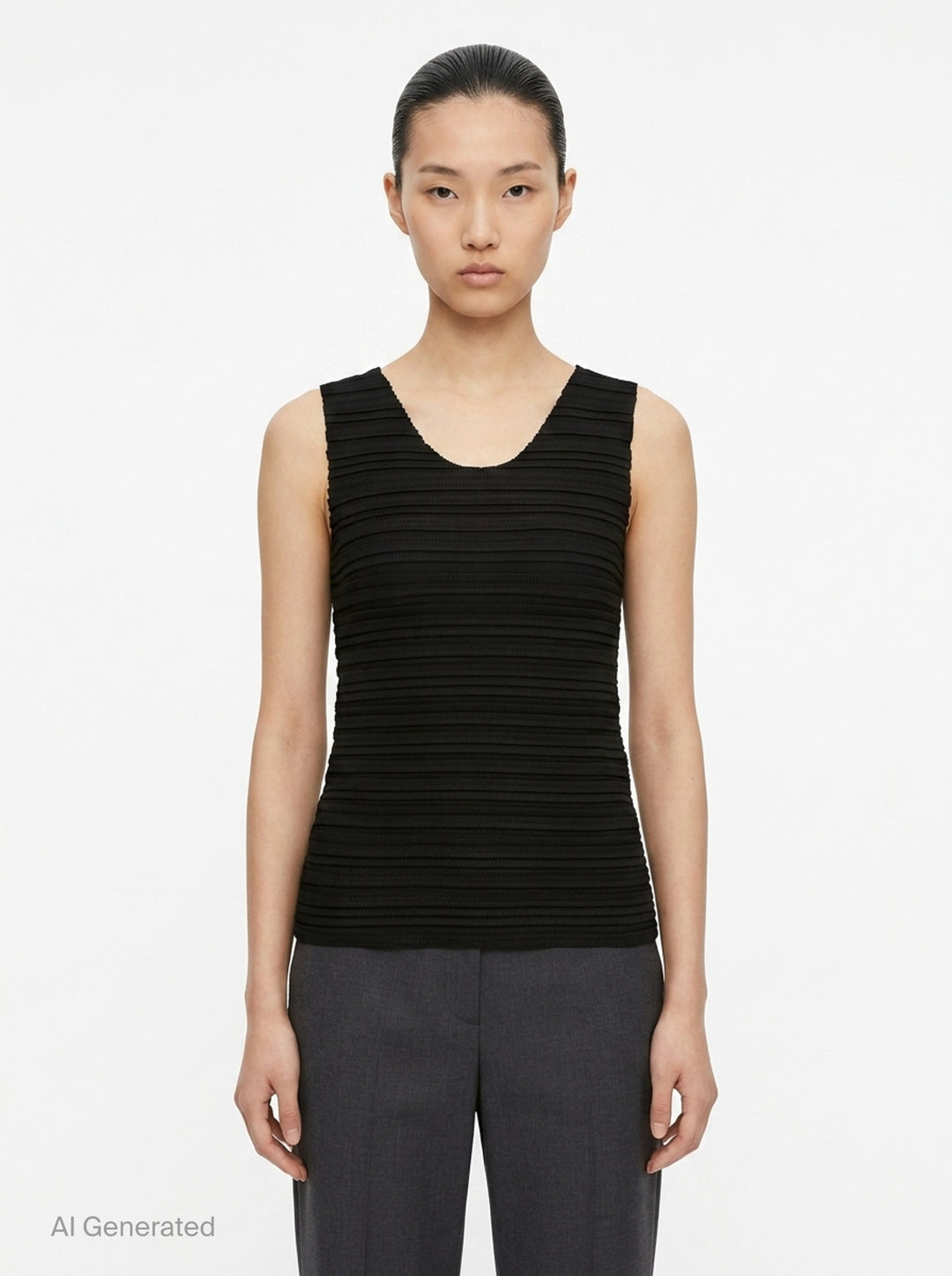 Pleated Sleeveless Top | ISSEY MIYAKE | Club21 - front