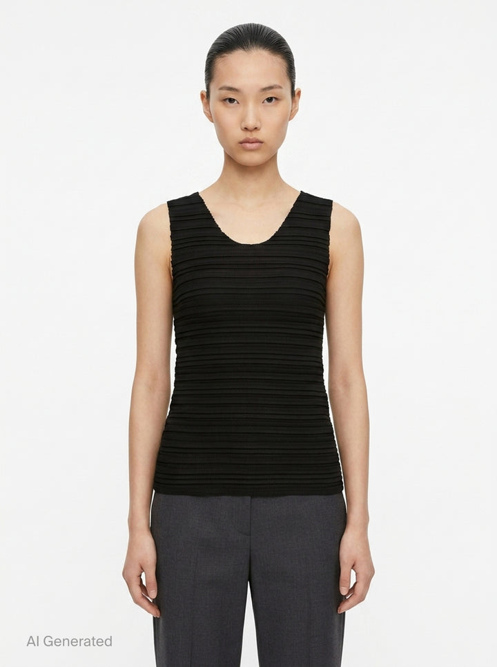 Pleated Sleeveless Top | ISSEY MIYAKE | Club21 - front