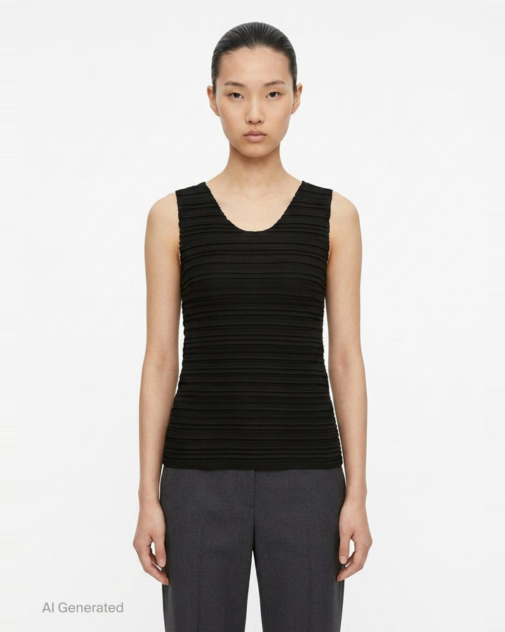 Pleated Sleeveless Top | ISSEY MIYAKE | Club21 - front