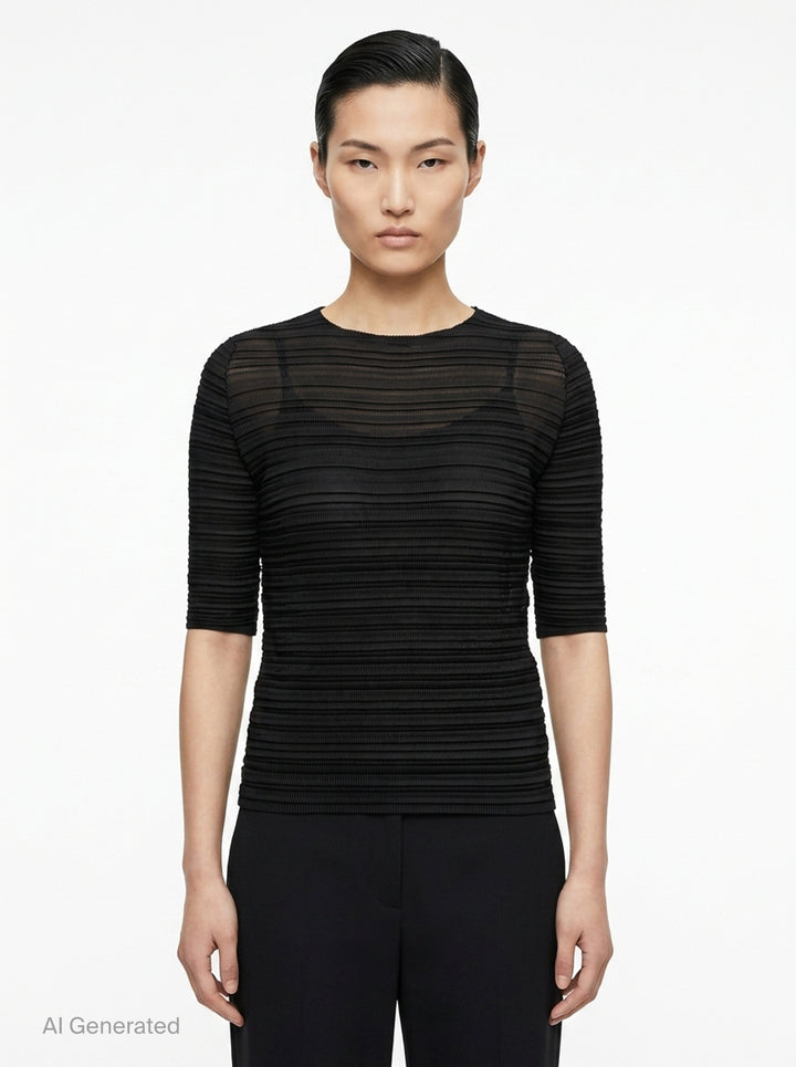 Pleated Stripe Top | Issey Miyake | Club21 - front