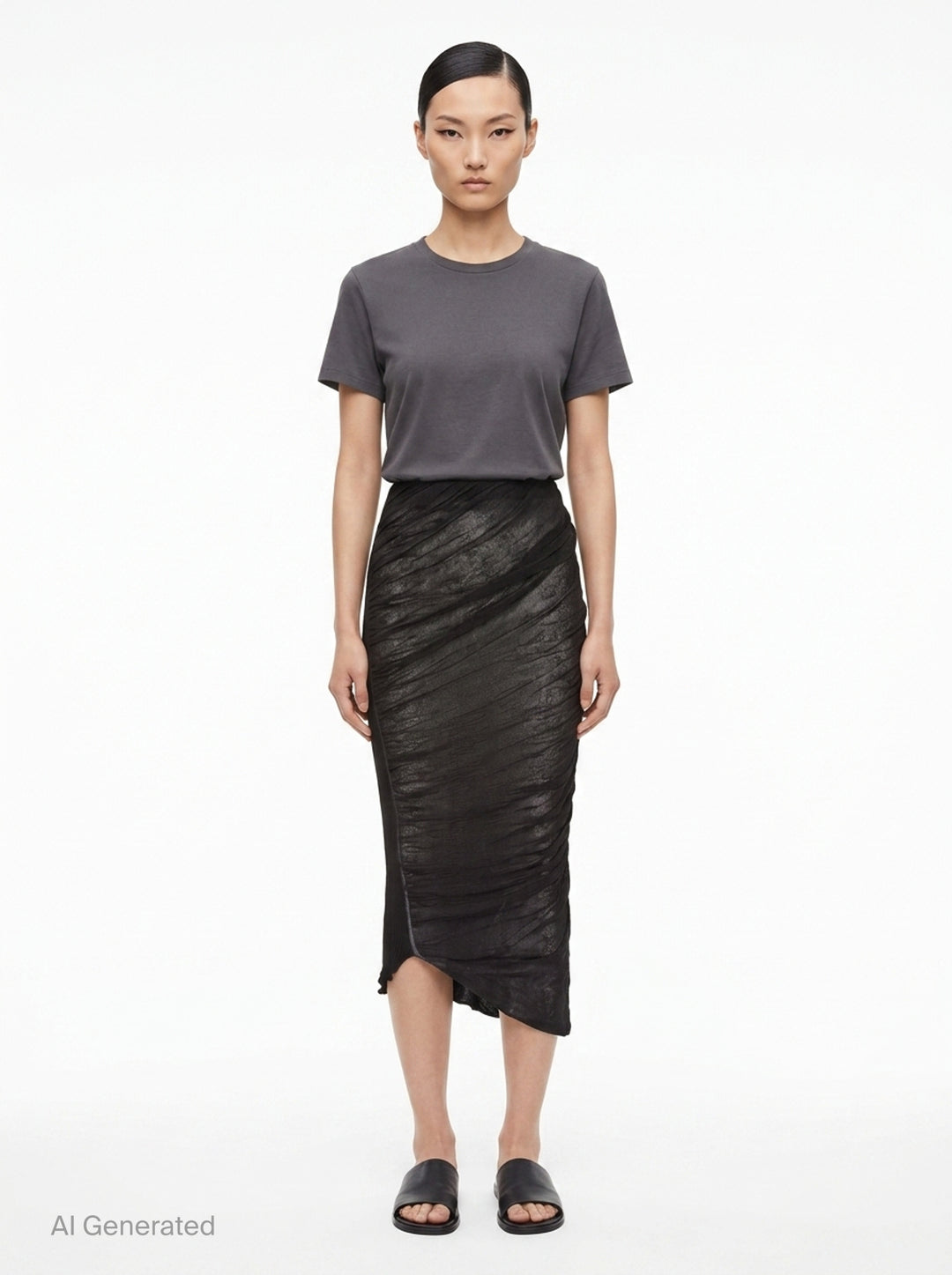 Ruched Midi Skirt | Issey Miyake | Club21 - front