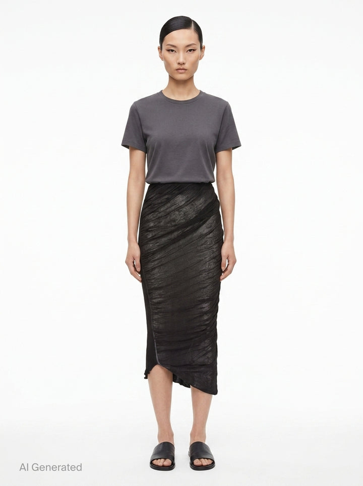 Ruched Midi Skirt | Issey Miyake | Club21 - front