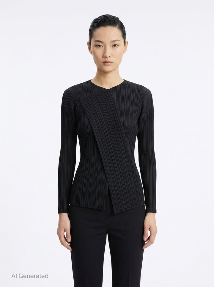 Sheer Slit Pleated Cardigan | Issey Miyake | Club21 - front