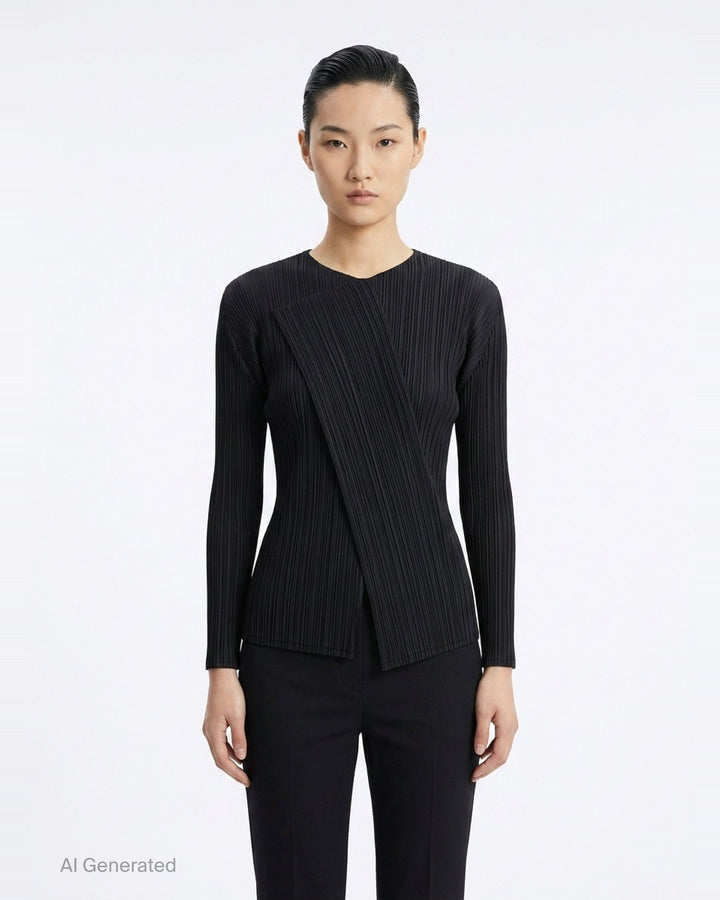 Sheer Slit Pleated Cardigan | Issey Miyake | Club21 - front