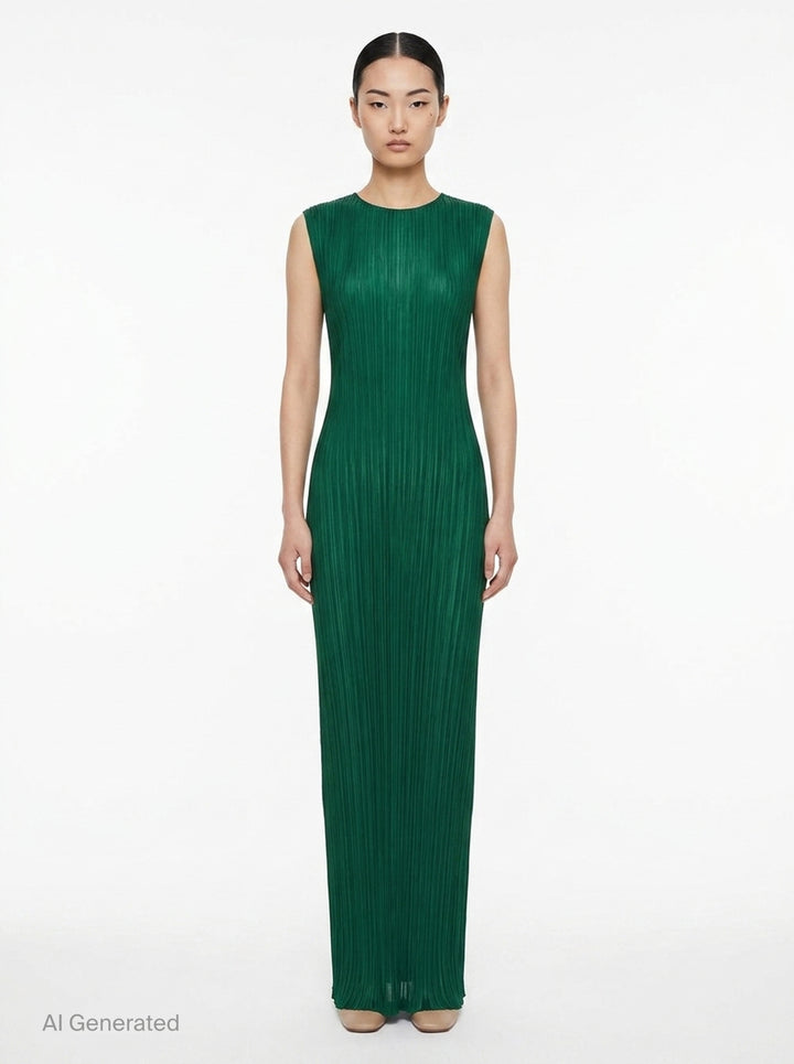 Sheer Slit Pleated Dress | Issey Miyake | Club21 - front