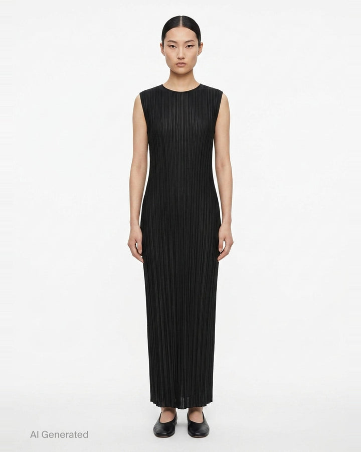 Sheer Slit Pleated Dress | Issey Miyake | Club21 - front