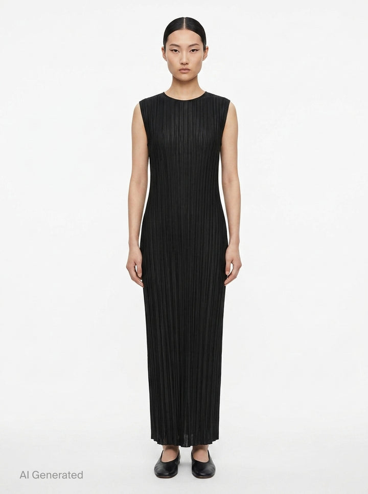 Sheer Slit Pleated Dress | Issey Miyake | Club21 - front