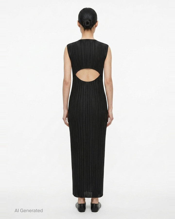 Sheer Slit Pleated Dress | Issey Miyake | Club21 - back