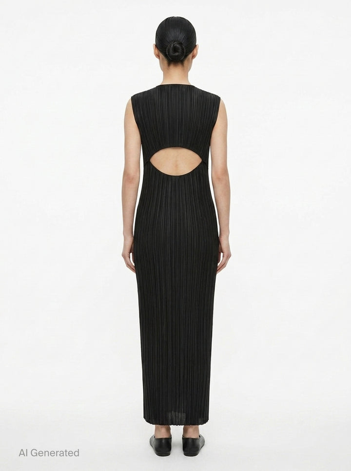 Sheer Slit Pleated Dress | Issey Miyake | Club21 - back