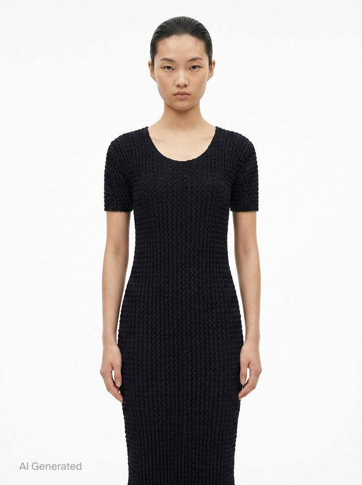 Spongy Knit Midi Dress | Issey Miyake | Club21 - front
